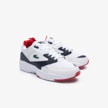 Lacoste Storm 96 LO Mesh and Leather rubber crocodile Sneakers Pánské - Tenisky Bílé / Tmavě Blankyt